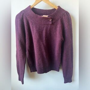 NOODLE Vintage Dark Romance Sweater Coquette Retro Plum Alpaca Wool Pinup S‎